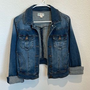 Love Fire Juniors Medium High Back Jean Denim Jacket